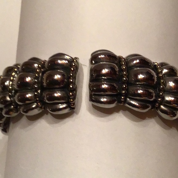 New Cuff Bracelet,gunmetal gray w/ gold tone bead accents 3/4”W & 8 1/2”around - Picture 5 of 5